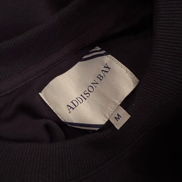 Women's Navy and White Striped Sweatshirt Dress - Picture 7 of 7